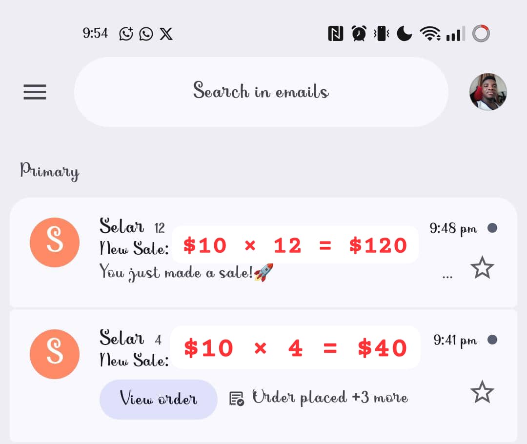 Evening sale alert screenshot