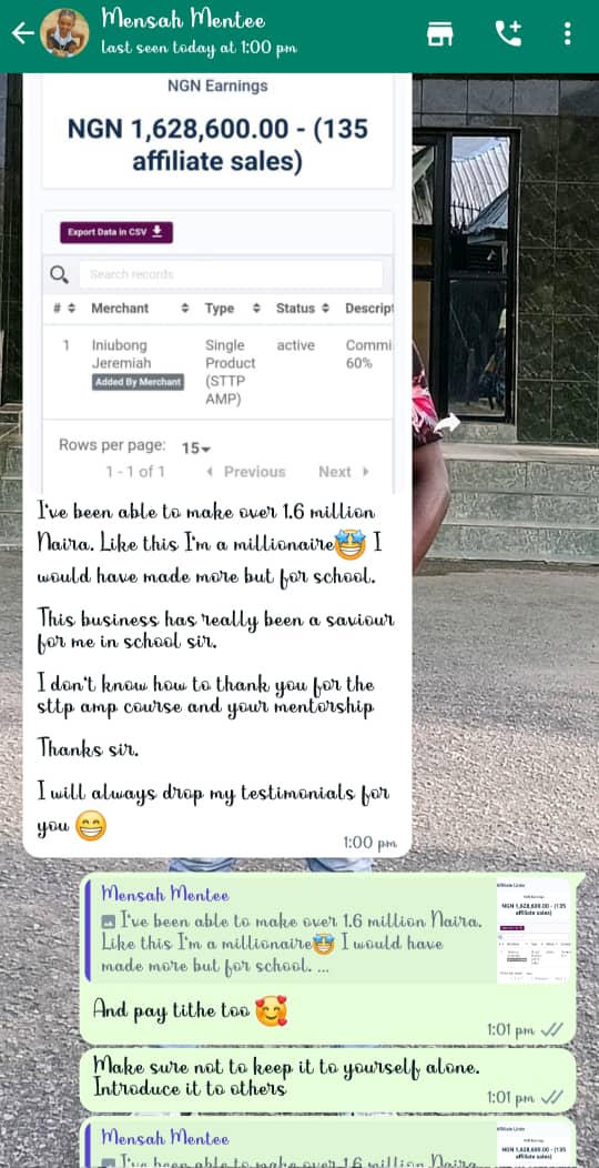 Screenshot shared by Mensah, a student