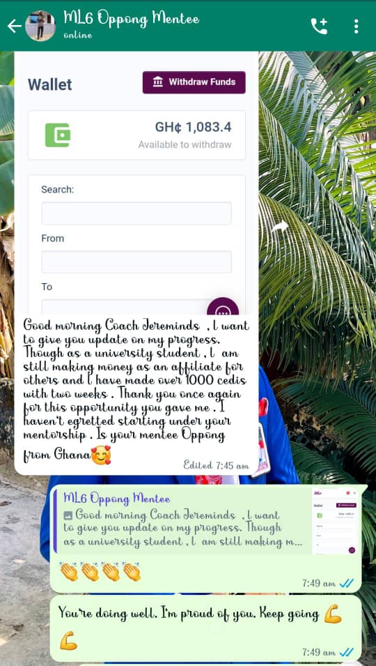 Screenshot shared by Oppong, a student