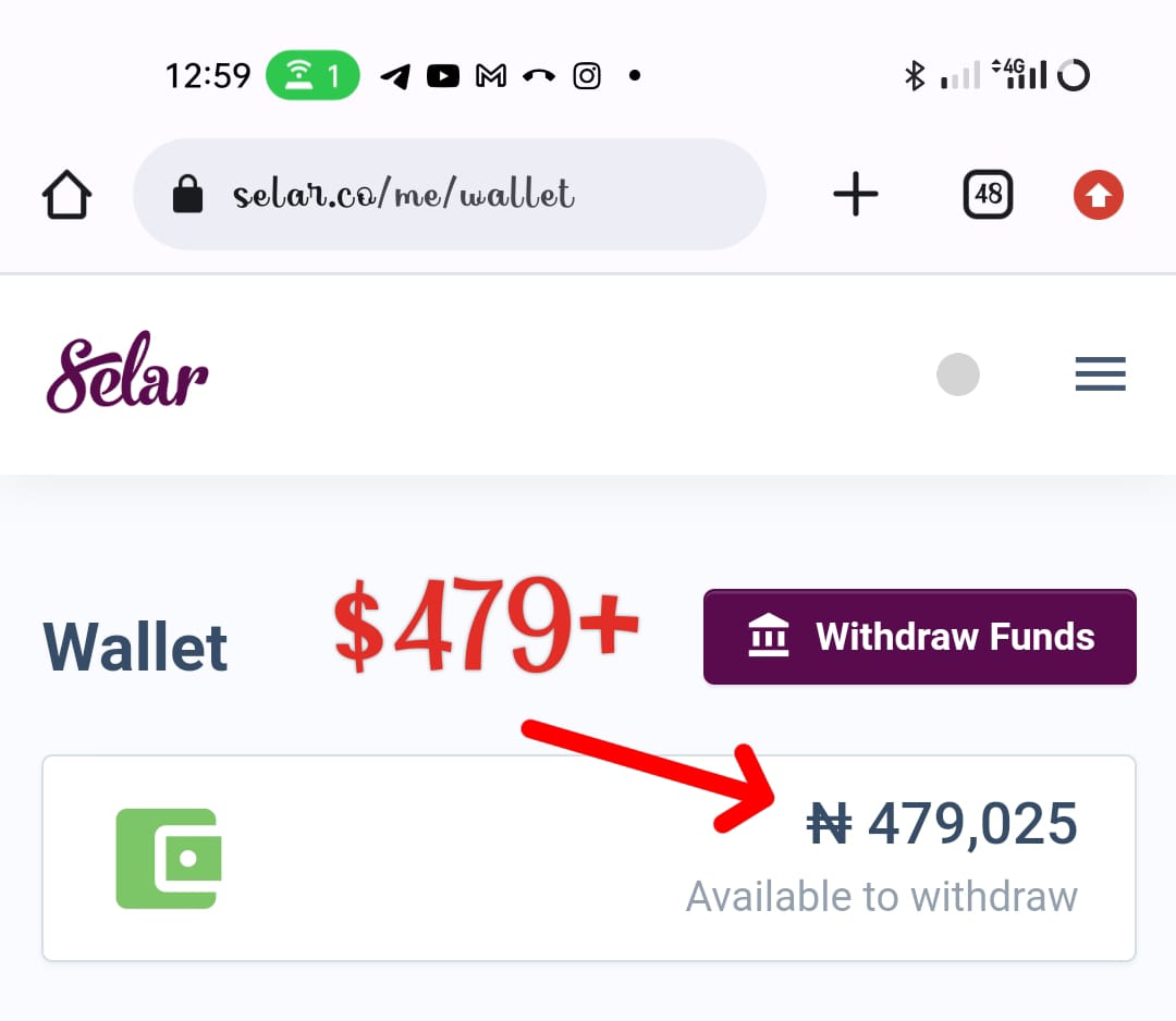 Selar wallet screenshot